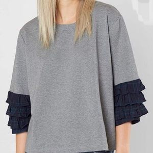 💥💥Miss Me Heather Gray Tiered Ruffle Top